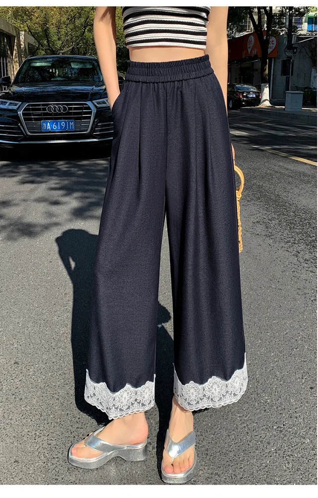Women's 2025 Spring Lace Wide-leg Pants Detail