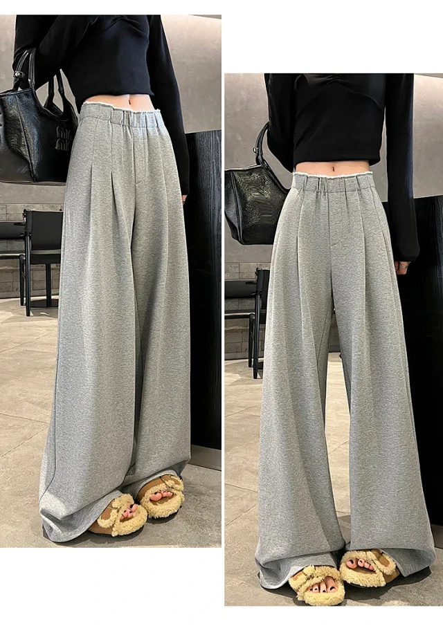 Navy Wide-Leg Pants for Women Detail