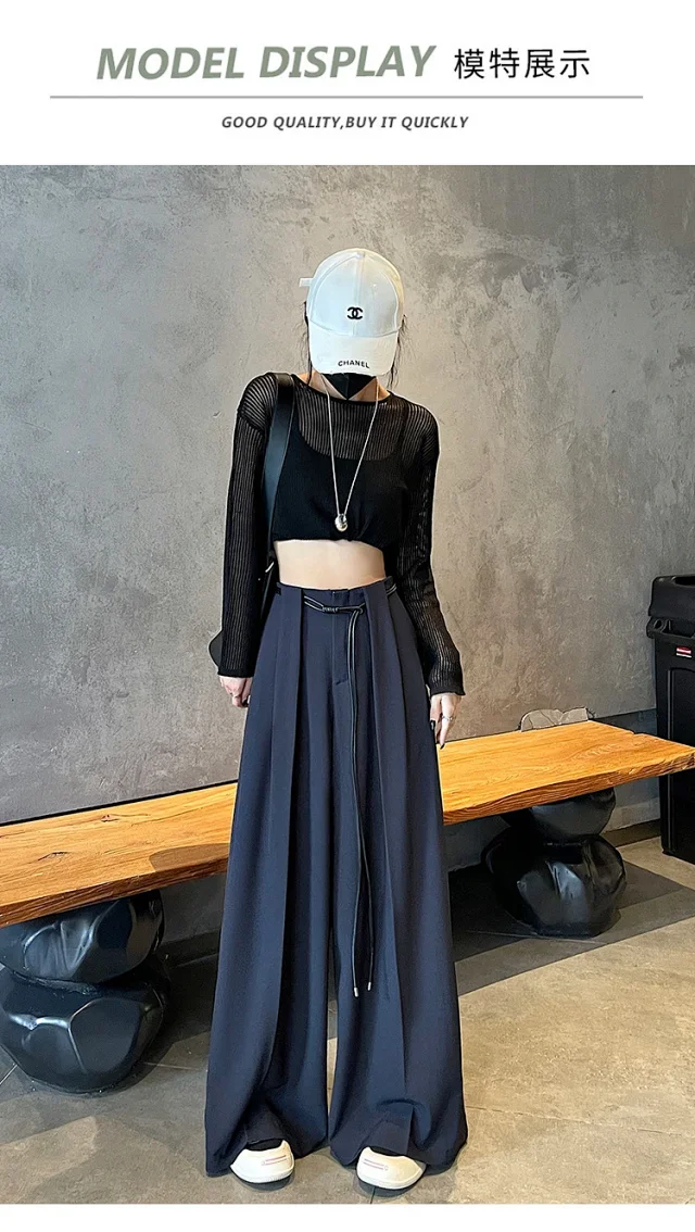 2025 Fall New Arrival: High-Waisted Wide-Leg Trousers for Women Detail