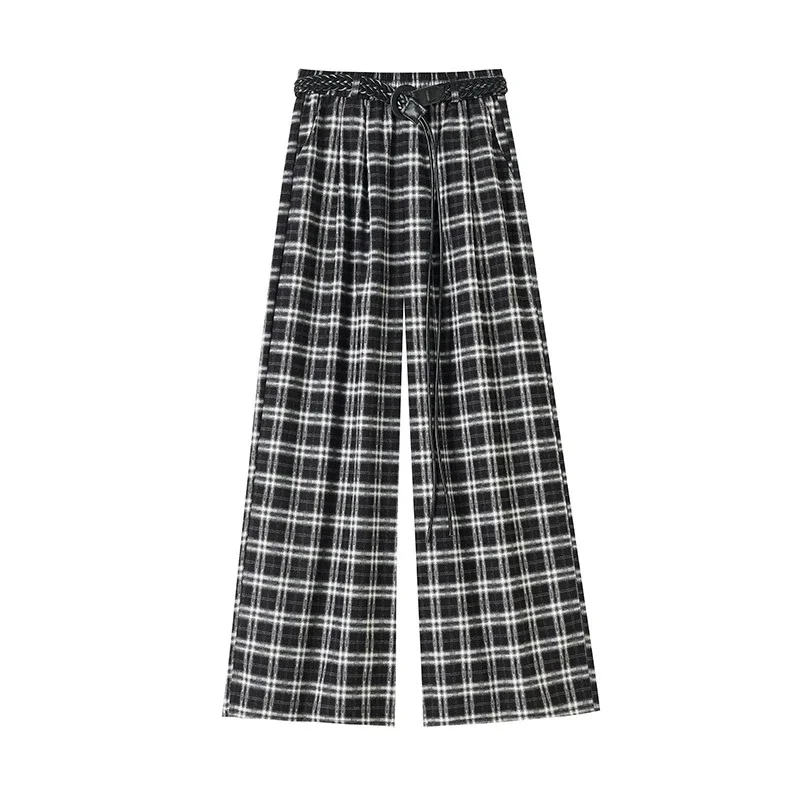 2025 Women's Plaid Wide-Leg Pants