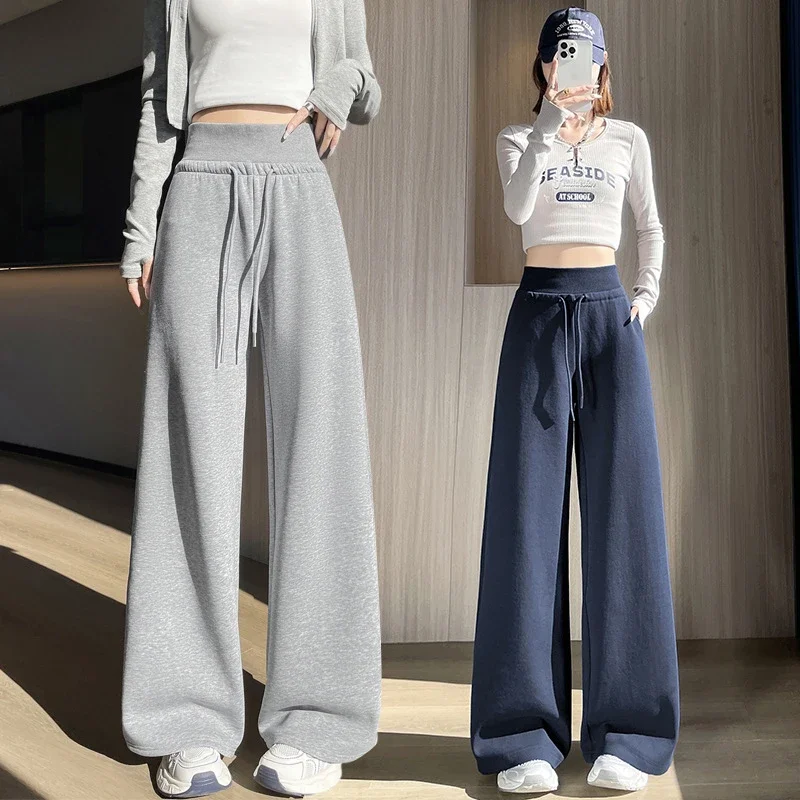 Autumn BF-style High-waist Drapey Wide-leg Sweatpants for Women