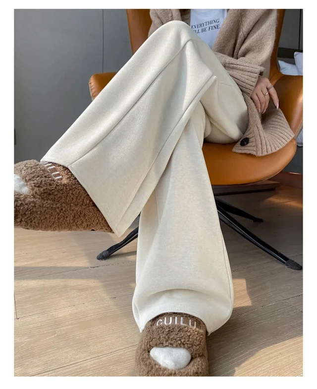2025 New Autumn/Winter Cashmere Wide-Leg Pants for Women Detail