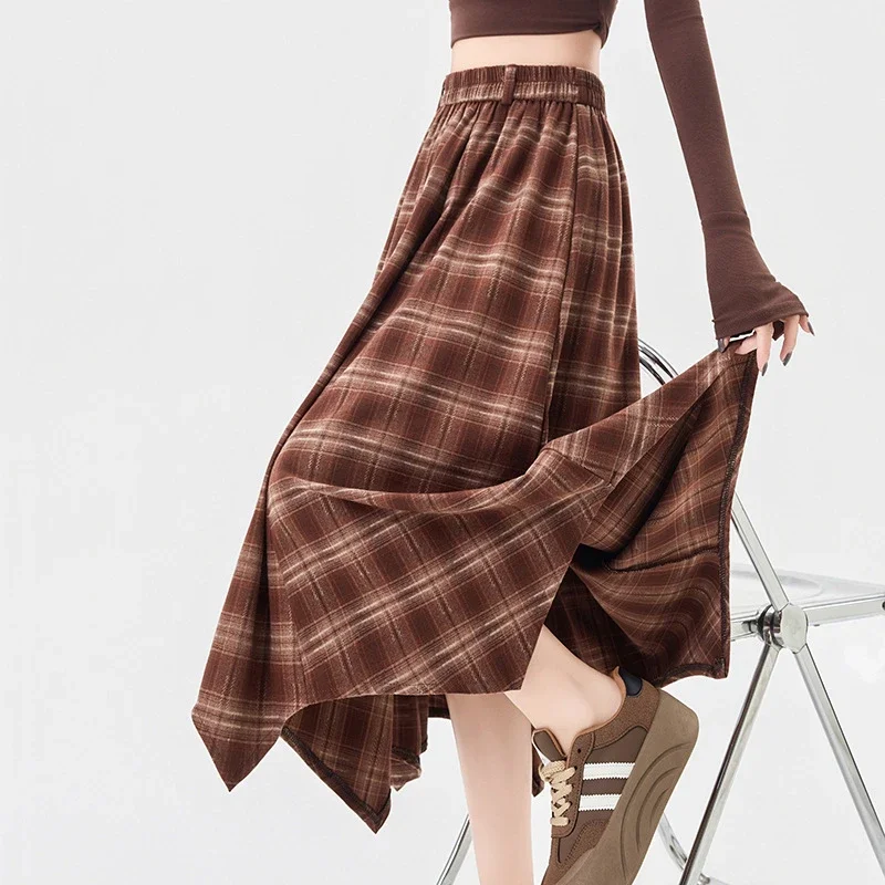 Plaid A-line Skirt for Women Autumn New