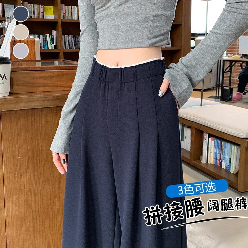 Navy Wide-Leg Pants for Women
