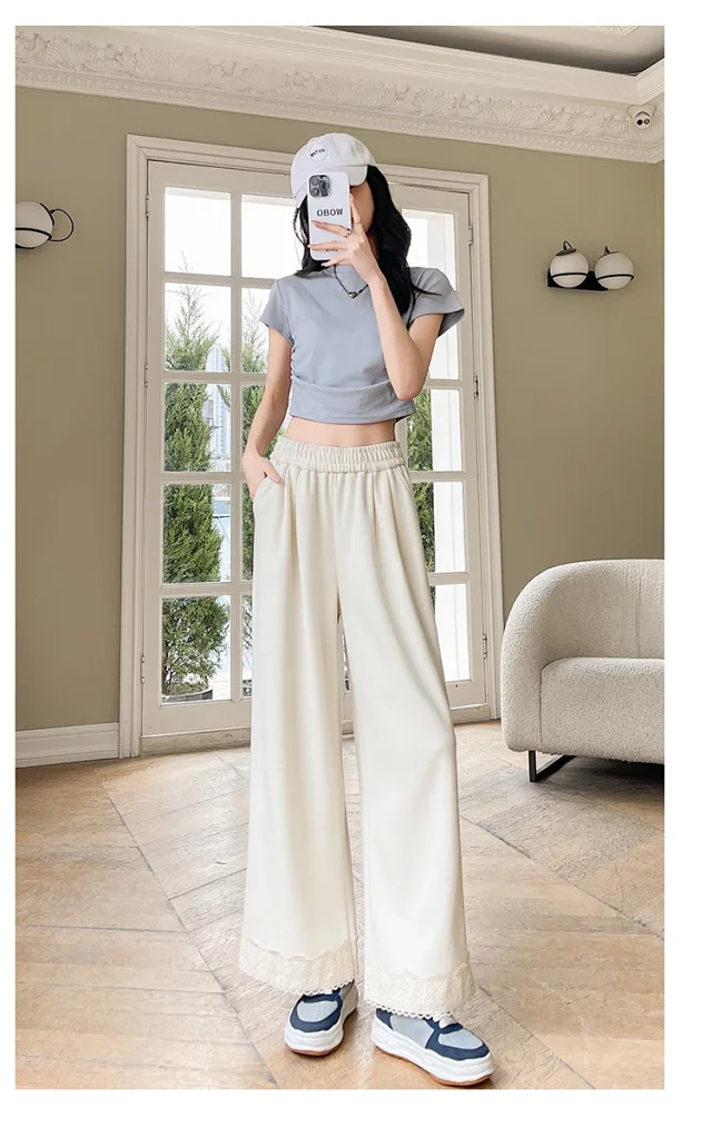 Autumn New Lace Wide-Leg Pants for Women Detail