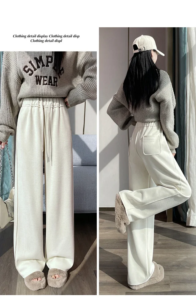 High-waist Drawstring Wide-leg Pants Detail