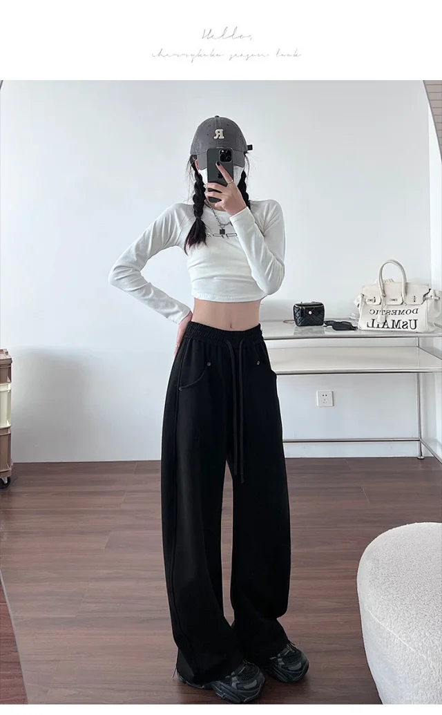 2025 New Fall Banana Pants for Petite Women - Cream High - Waist Wide - Leg Detail