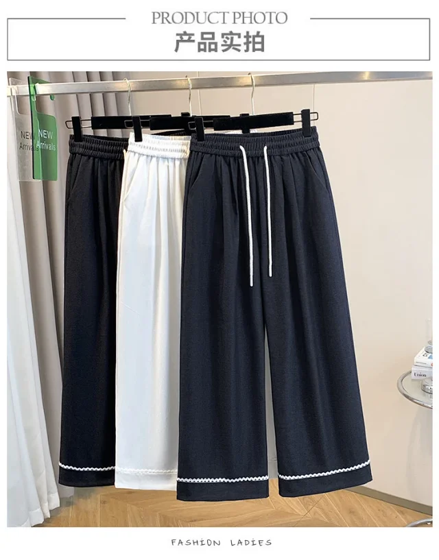 Lace - Trimmed Tencel Denim Wide - Leg Pants Detail