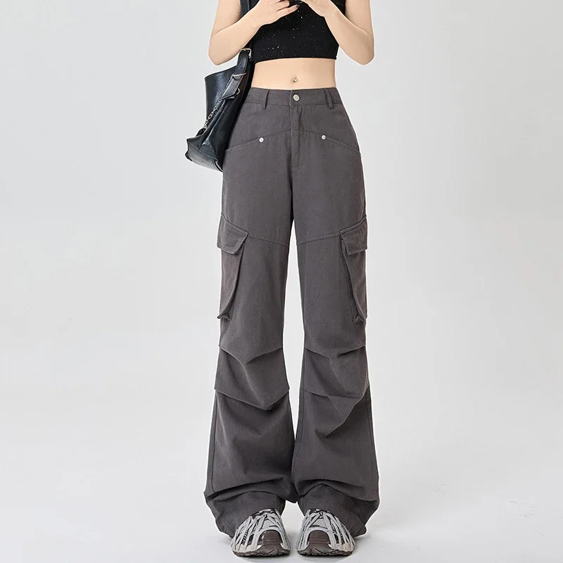 American Retro Pleated Multi-pocket Streetwear Cargo Pants