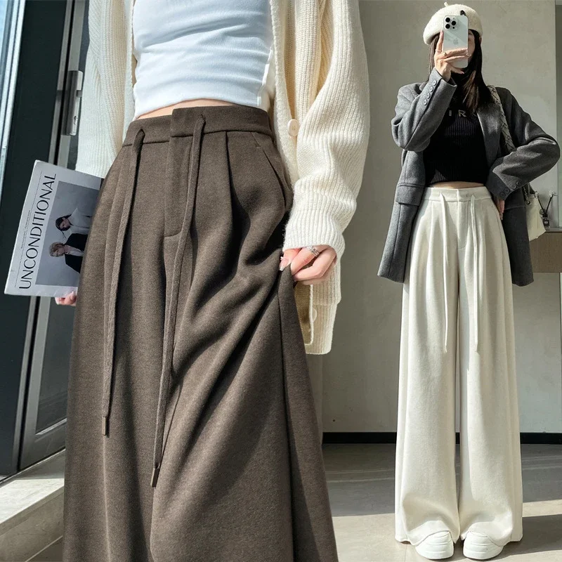 2025 Fall/Winter Women's Glutinous Rice Cashmere WideLeg Pants