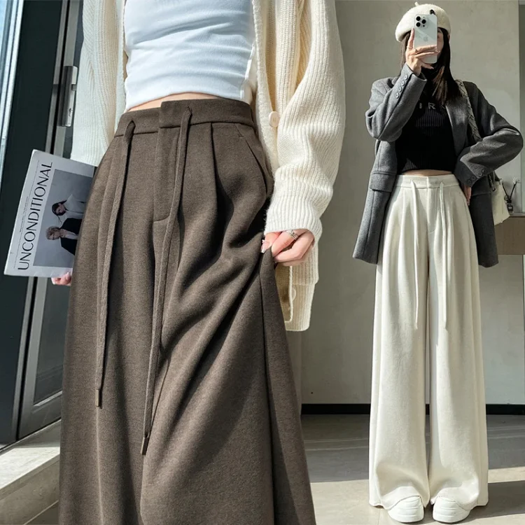 2025 Fall/Winter Women's Glutinous Rice Cashmere WideLeg Pants