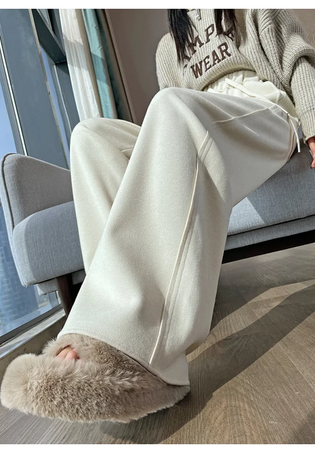 High-waist Drawstring Wide-leg Pants Detail