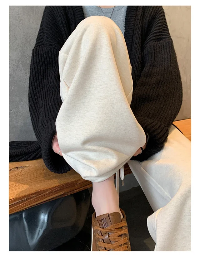 Fluffy Cloudy Lazy Soft Cashmere Wide-Leg Pants for Women Detail