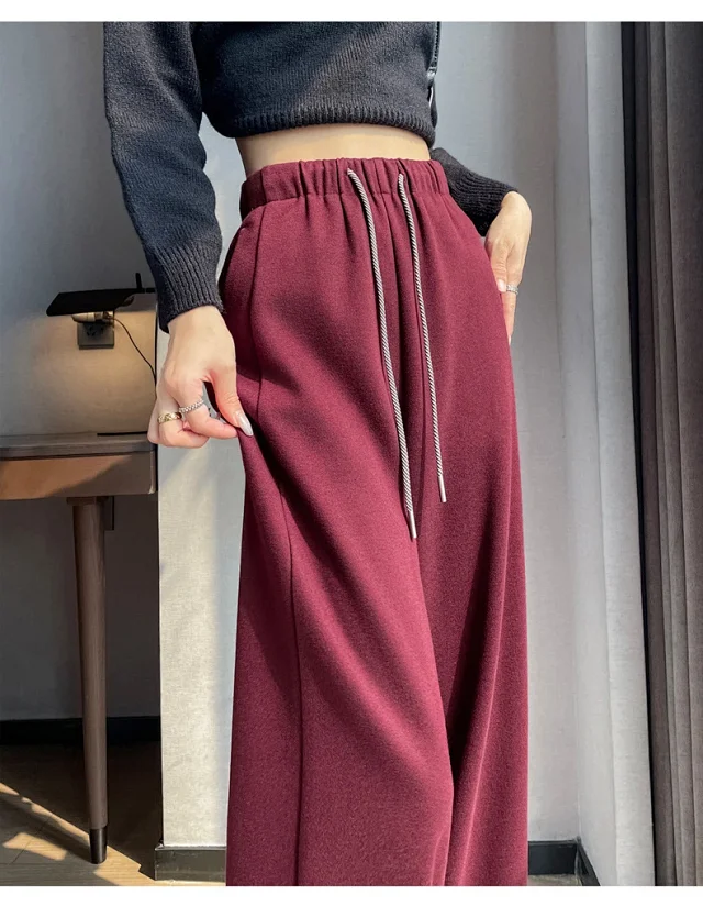 2025 New Autumn/Winter Cashmere Wide-Leg Pants for Women Detail