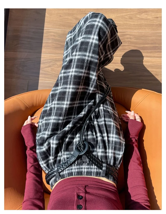 2025 Women's Plaid Wide-Leg Pants Detail