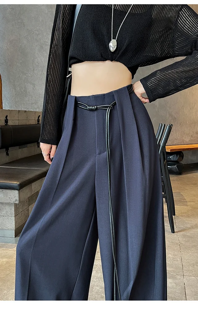 2025 Fall New Arrival: High-Waisted Wide-Leg Trousers for Women Detail