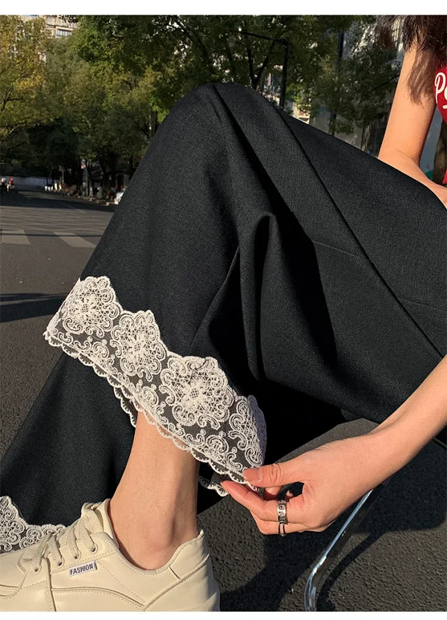 Women's 2025 Spring Lace Wide-leg Pants Detail