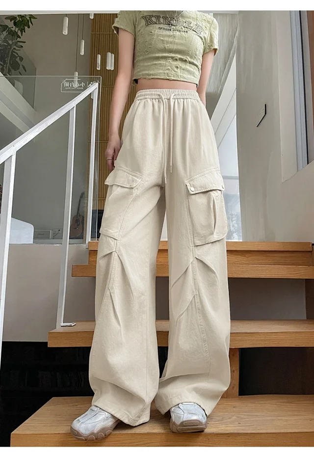2025 Fall Women's Cargo Pants (High - waist Wide - leg) Detail