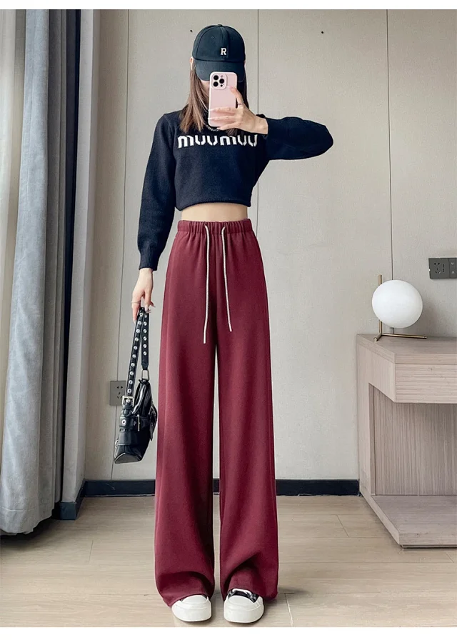 2025 New Autumn/Winter Cashmere Wide-Leg Pants for Women Detail