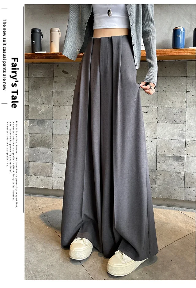 2025 Fall New Arrival: High-Waisted Wide-Leg Trousers for Women Detail
