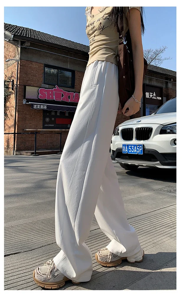2025 Women's Slim Fit High - Waist Wide - Leg Pants Detail