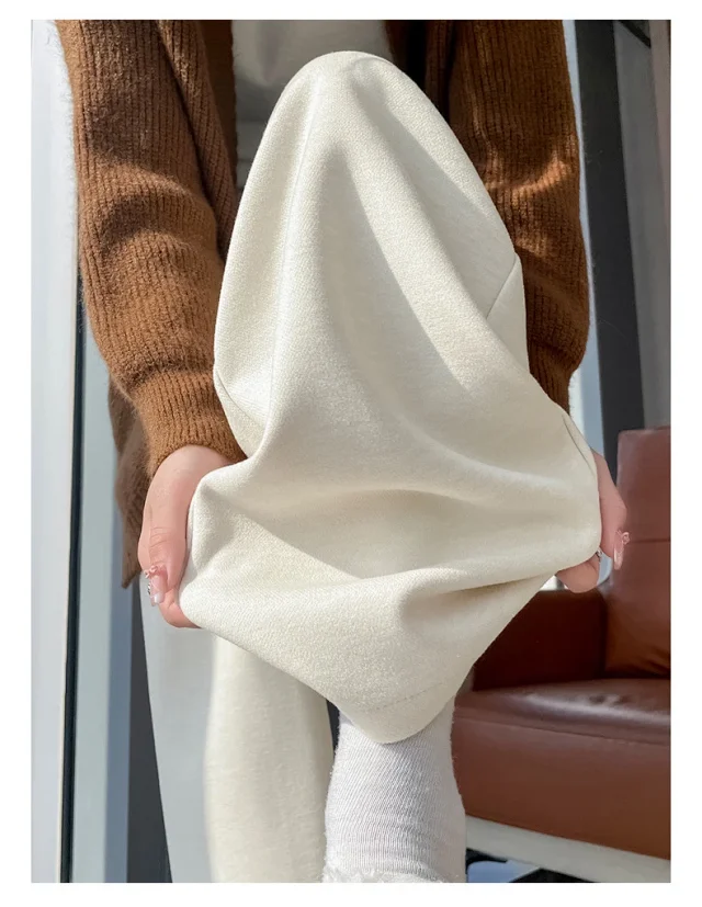 2025 Fall/Winter Women's Glutinous Rice Cashmere Wide-Leg Pants Detail