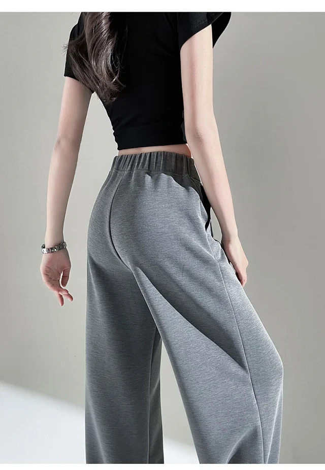 2025 Fall Cuprammonium Modal Air Layer Black Wide - leg Pants Detail