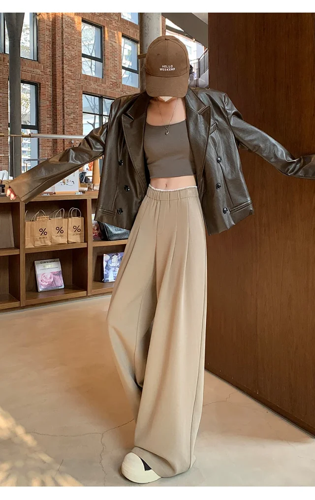 Navy Wide-Leg Pants for Women Detail