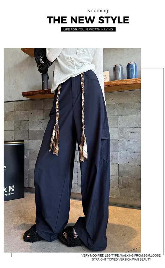 2025 Women's High-Waist Baggy Wide-Leg Cargo Pants Detail