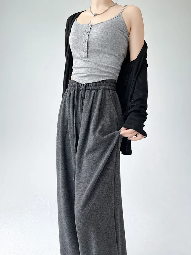 Sheep Cashmere Loose Wide-leg Pants Detail