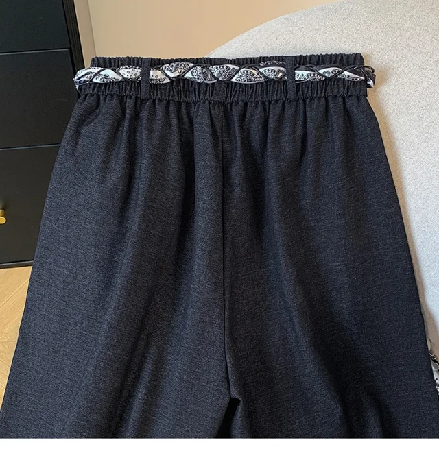 2025 Fall New Loose Scarf Belt Wide-leg Pants Detail