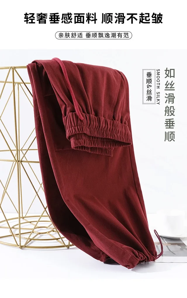 Ankela Red 2025 Fall Drawstring Cargo Pants Detail