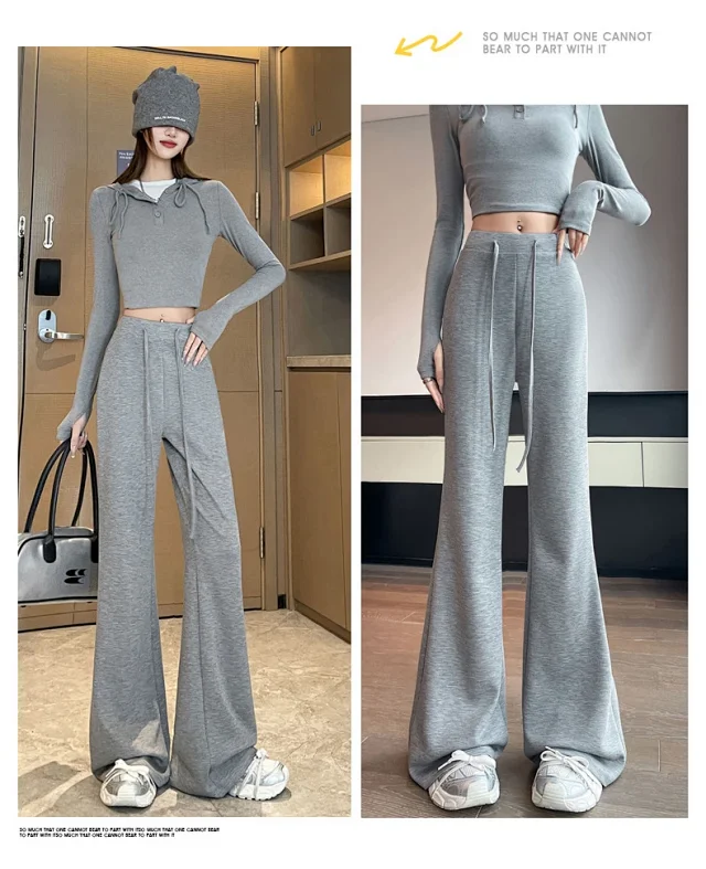 2025 Early Autumn Air Cotton Flared Pants Detail