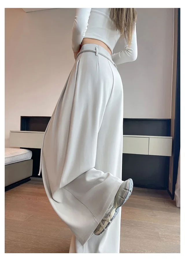 Ice Silk Drawstring Wide-Leg Pants Detail