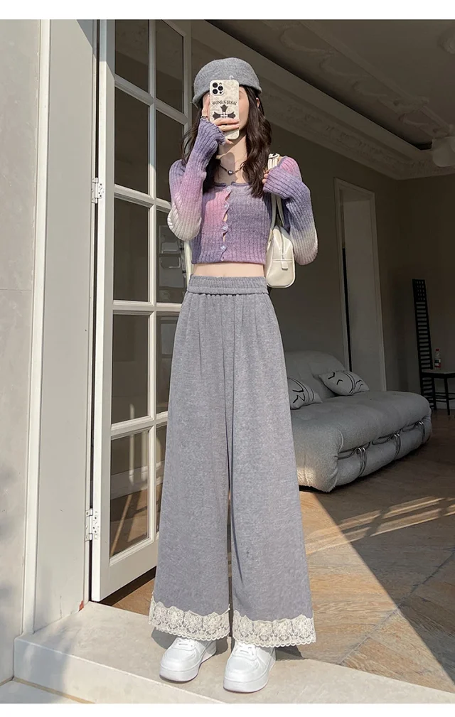 Autumn New Lace Wide-Leg Pants for Women Detail