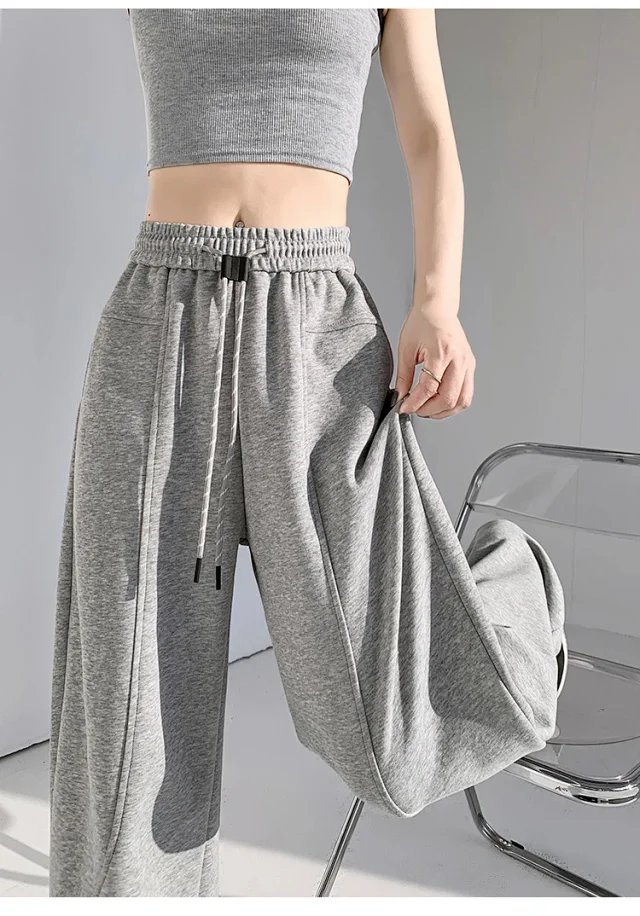 2025 Fall New White Banana Wide - Leg Pants Detail