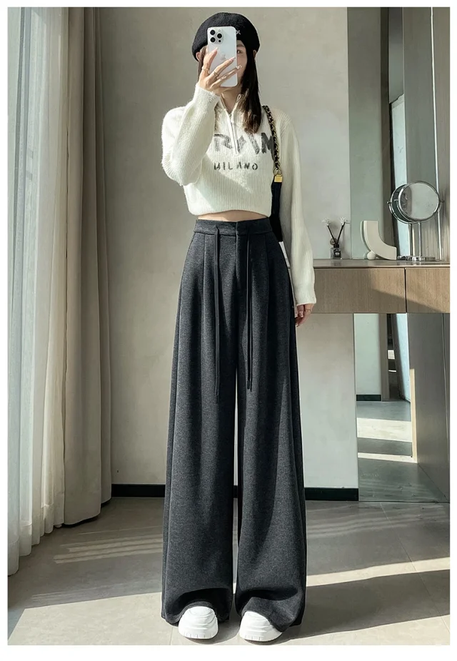 2025 Fall/Winter Women's Glutinous Rice Cashmere WideLeg Pants Detail