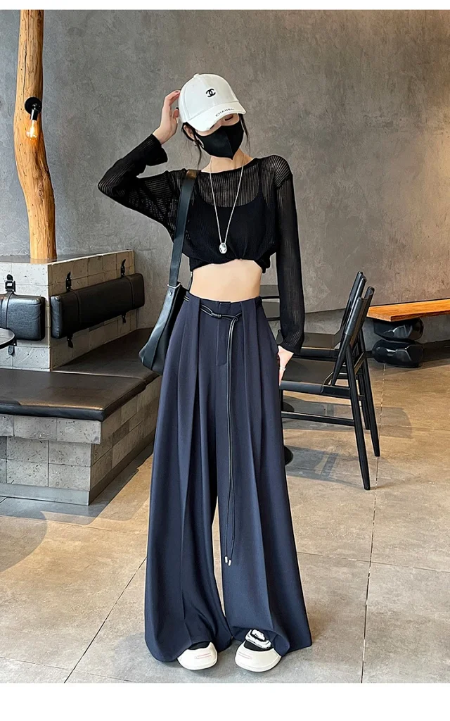2025 Fall New Arrival: High-Waisted Wide-Leg Trousers for Women Detail
