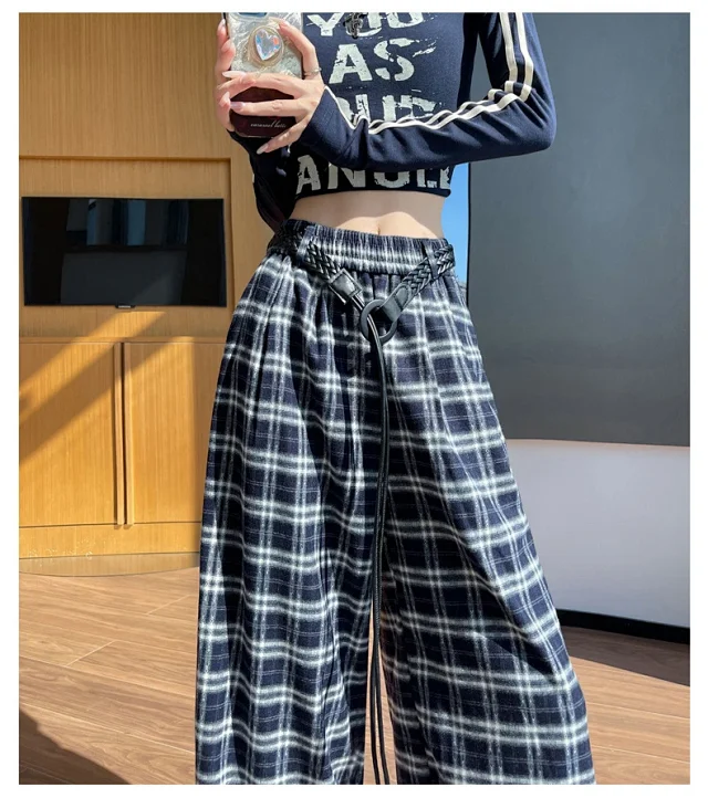 2025 Women's Plaid Wide-Leg Pants Detail