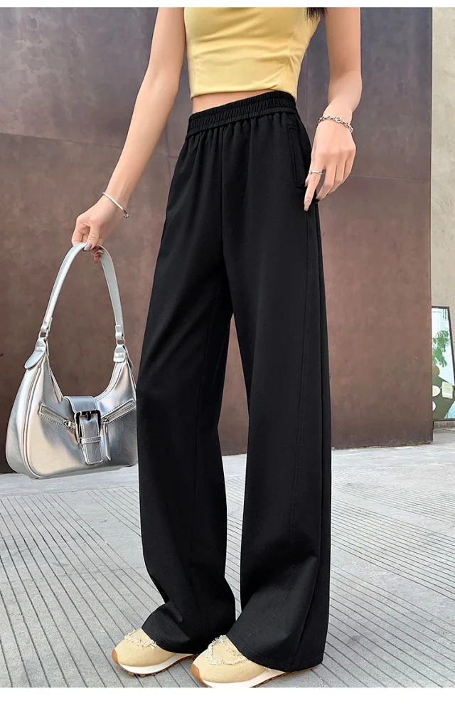 2025 Women's Slim Fit High - Waist Wide - Leg Pants Detail