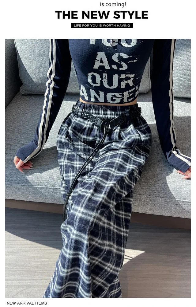 2025 Women's Plaid Wide-Leg Pants Detail