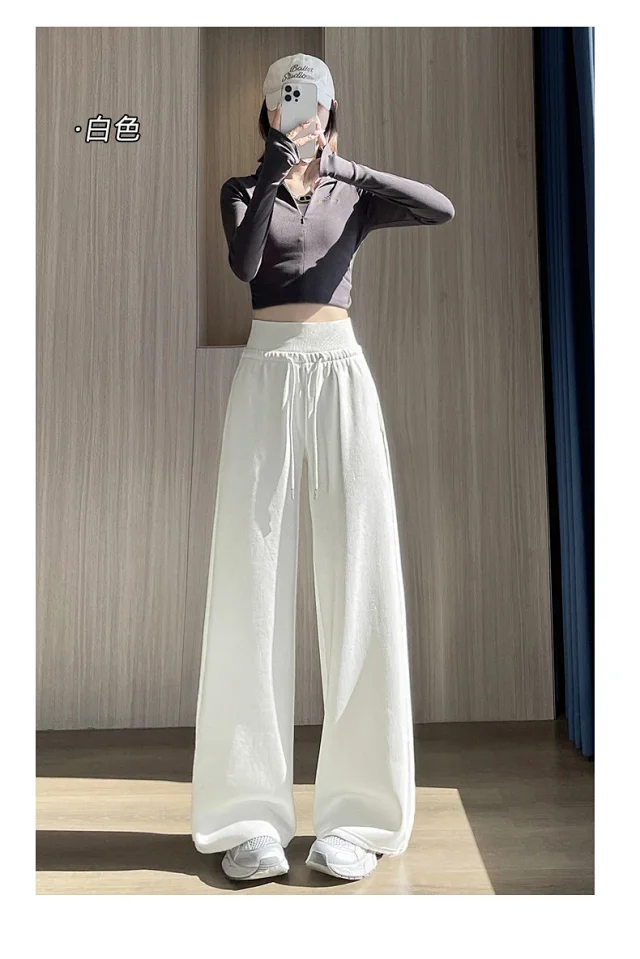 Autumn BF-style High-waist Drapey Wide-leg Sweatpants for Women Detail