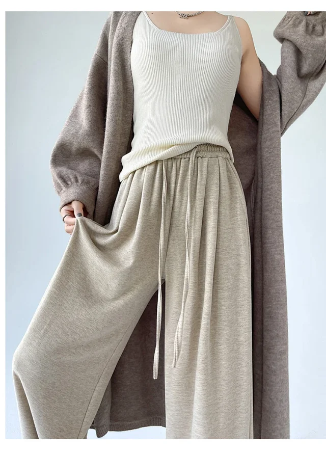 Sheep Cashmere Loose Wide-leg Pants Detail