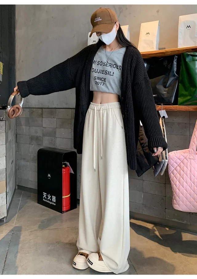 Fluffy Cloudy Lazy Soft Cashmere Wide-Leg Pants for Women Detail