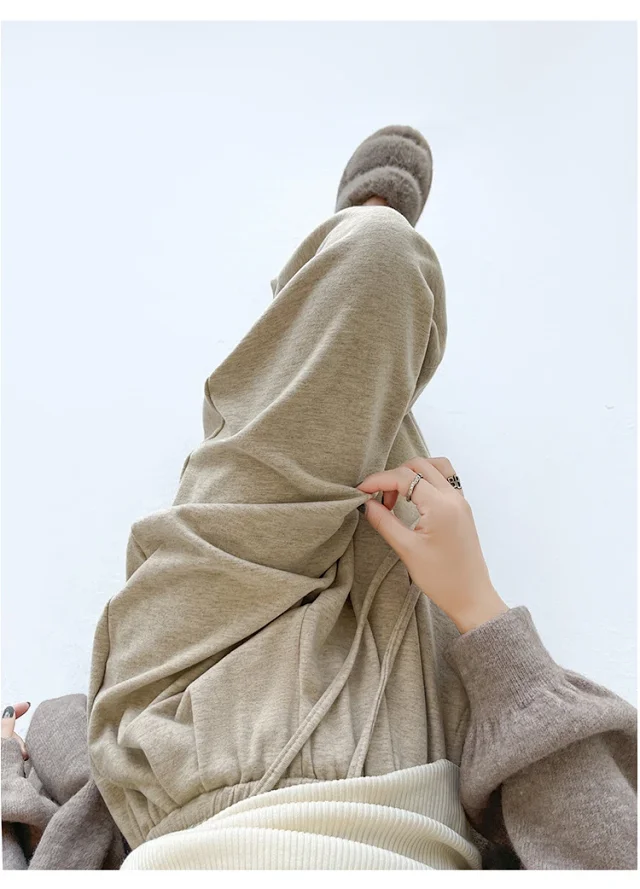 Sheep Cashmere Loose Wide-leg Pants Detail