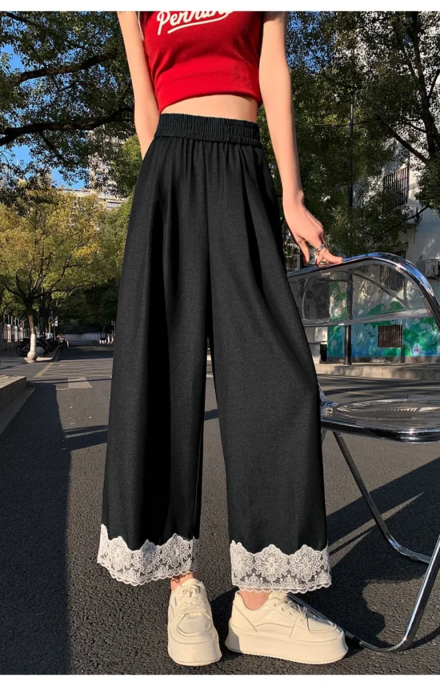 Women's 2025 Spring Lace Wide-leg Pants Detail