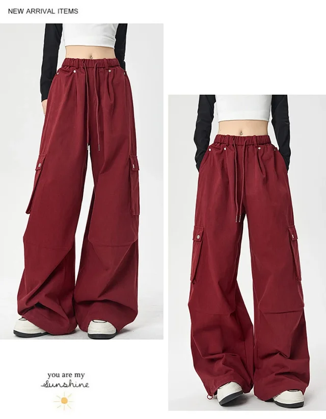 2025 Fall Women's American Streetwear Straight Cargo Pants Detail