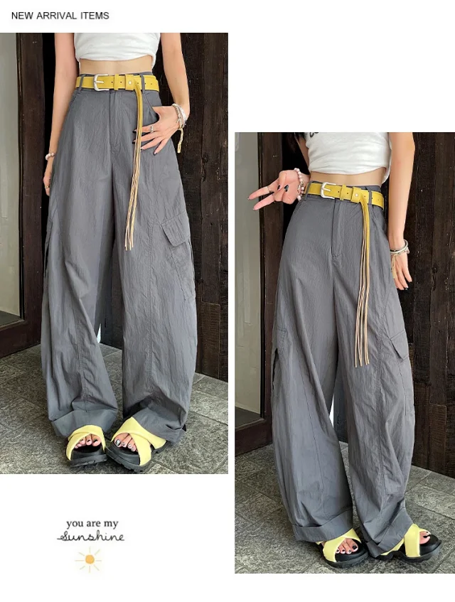 American Style High-Waist Cargo Pants for Women Detail