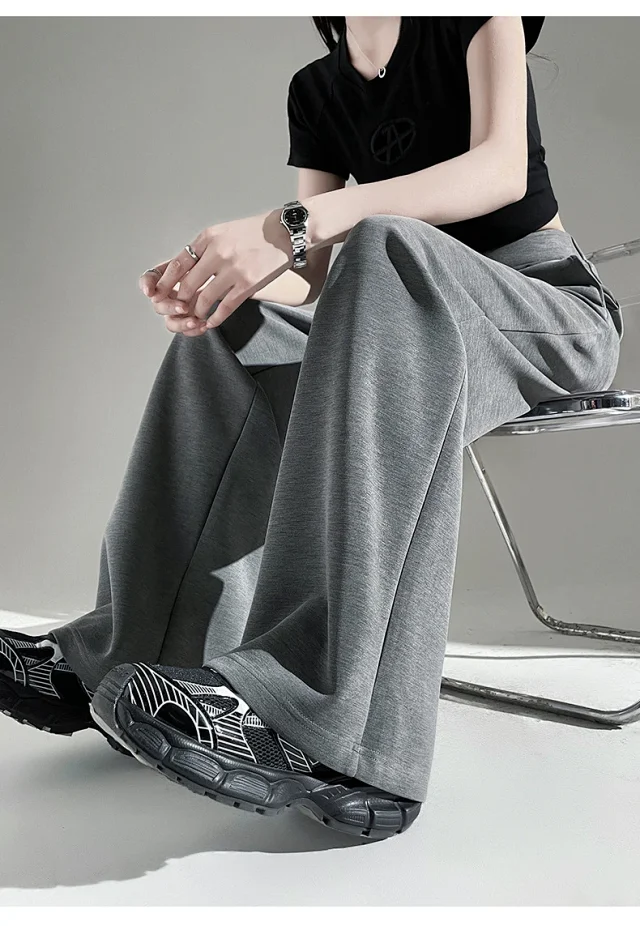 2025 Fall Cuprammonium Modal Air Layer Black Wide - leg Pants Detail