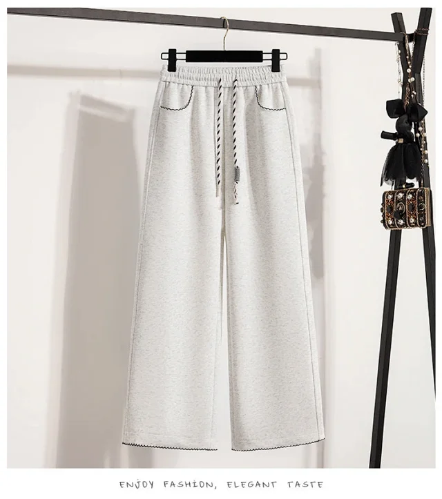 2025 Fall New Women's High - Waist Wide - Leg Sport Pants Detail